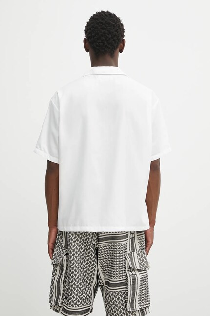 NEIGHBORHOOD shirt solid-color hawaiian shirt ss white color