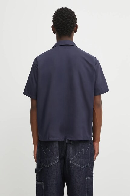NEIGHBORHOOD shirt solid-color hawaiian shirt ss navy blue color