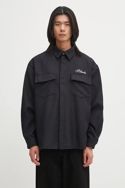 トップス RETOUTH Relaxed Fit L/S Shirt RHUDE shirt Boxy LS Work Shirt black color relaxed RHPF25SR02731