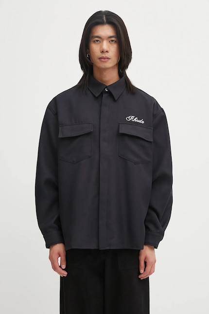 rhude dress shirt Rhude Stripe-pattern Logo-print Shirt