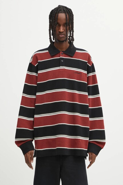 Carhartt WIP cotton longsleeve top L/S Malone Rugby Shirt red