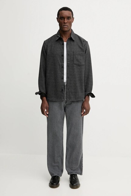 Carhartt WIP shirt with wool blend L/S Lowis Shirt gray color