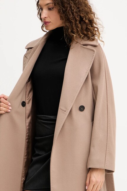 Шерстяное пальто Weekend Max Mara RESINA цвет коричневый