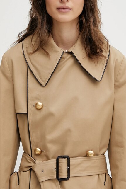 新品 23ss Wales Bonner Echo Trench Coat Wales Bonner cotton coat Gates Crombie Coat beige color UA25CO02