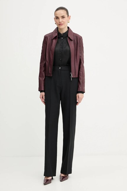 Кожаная куртка Armani Exchange цвет бордовый переходная XW000654