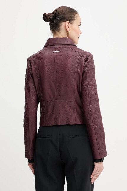 Кожаная куртка Armani Exchange цвет бордовый переходная XW000654