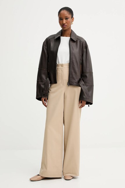 Кожаная куртка Weekend Max Mara EGIZIO цвет коричневый переходная
