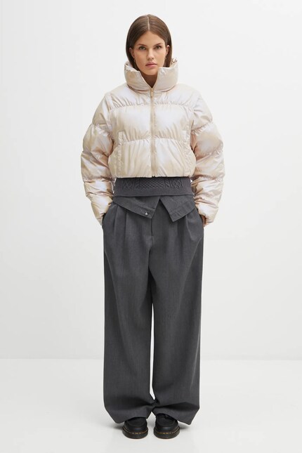 Куртка adidas Originals Ess Glossy цвет бежевый зимняя oversize