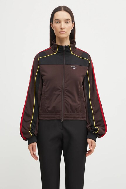 Martine Rose ブラウン ナイロンジャケット ストライプデザイン Martine Rose sweatshirt Shrunken Track Jacket brown color with an