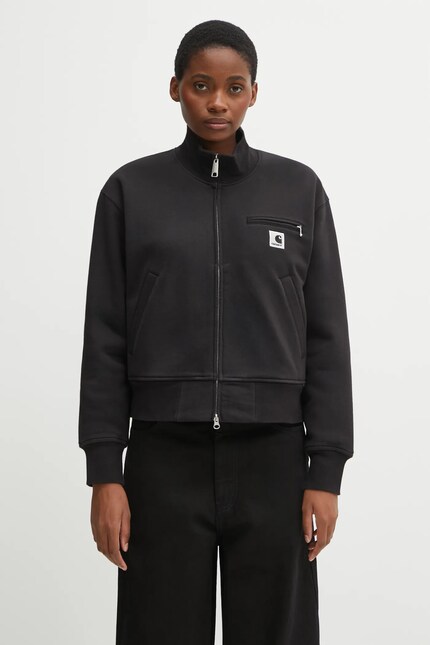 Carhartt WIP sweatshirt W' Detroit Sweat Jacket black color smooth