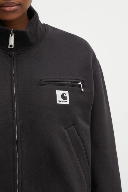Carhartt WIP sweatshirt W' Detroit Sweat Jacket black color smooth