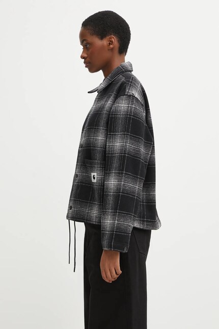 Carhartt WIP jacket with wool W' Brennan Shirt Jac gray color