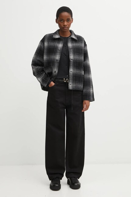 Carhartt WIP jacket with wool W' Brennan Shirt Jac gray color