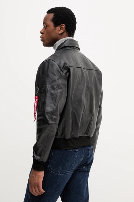 Alpha Industries leather jacket black color 100109.03 at PRM US