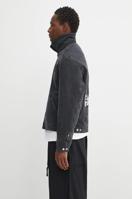 Kenzo denim jacket Happy Tiger Utility Fleece black color