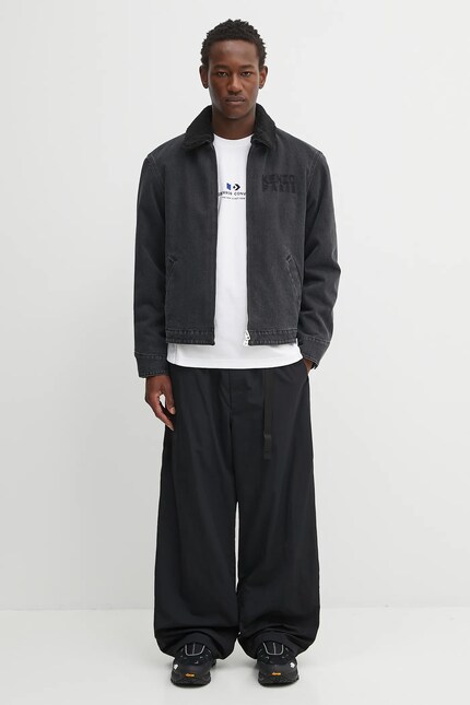 Kenzo denim jacket Happy Tiger Utility Fleece black color