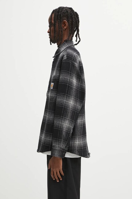 Carhartt WIP jacket with wool Brennan Shirt Jac gray color I035324