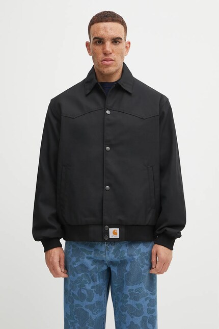 Carhartt WIP bomber jacket with wool Ray Jacket black color