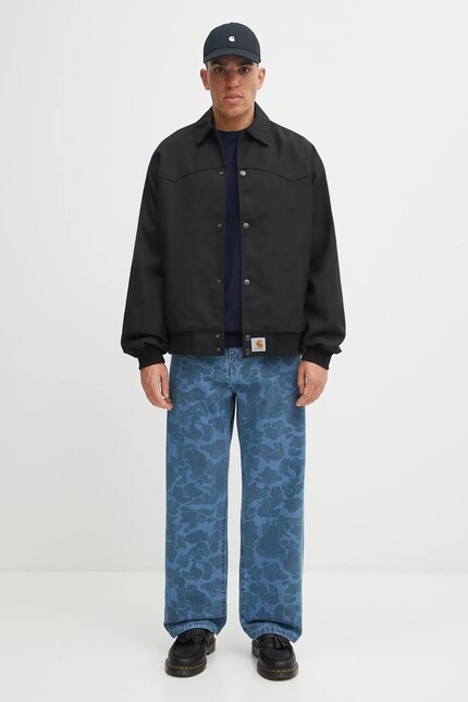 Carhartt WIP bomber jacket with wool Ray Jacket black color