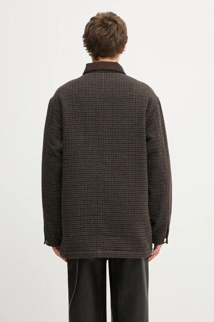 Carhartt WIP jacket with wool Lowis Chore Coat brown color I035344