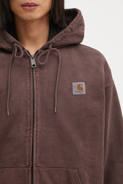Carhartt WIP cotton sweatshirt Hooded Vista Jacket brown color
