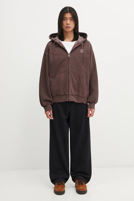 Carhartt WIP cotton sweatshirt Hooded Vista Jacket brown color