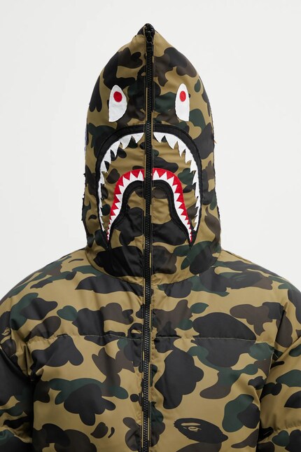 A Bathing Ape down jacket 1st Camo Snowboard Sharkdown green color