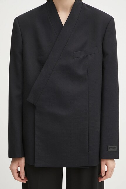 h&e社天然石正❕ This is reserved for Ken Chi. Вовняний піджак Kenzo Weave Kimono Blazer колір синій oversize