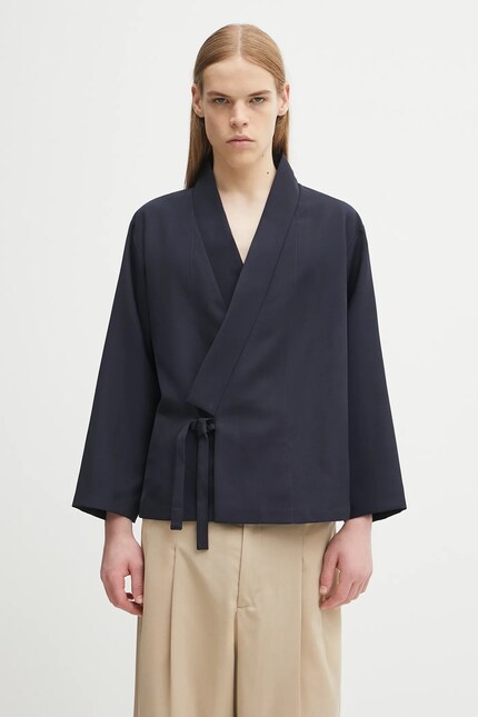 Kenzo wool blazer Kimono navy blue color FE65VE1409RE at PRM US