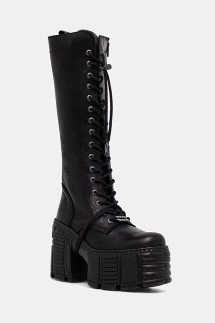 New Rock leather boots CRUST NEGRO, TOWER MAX black color M-TM002
