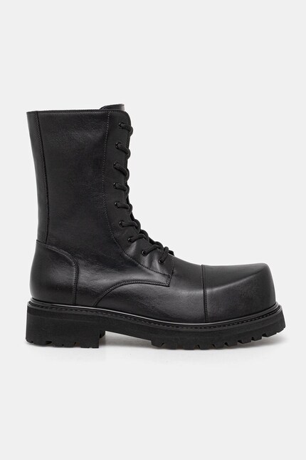 VETEMENTS leather biker boots Stomp Combat Boot black color