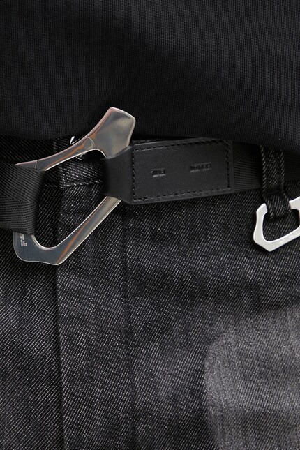 HELIOT EMIL ベルト Irregular Black Heliot Style Emil Tech Wear Metal Buckle Leather