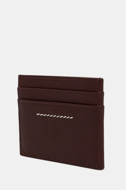 MM6 Maison Margiela leather card holder maroon color SA5UI0026