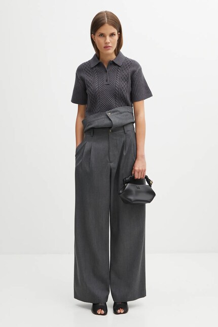 JW Anderson wool blend sweater Cropped Cable Knit Polo gray color