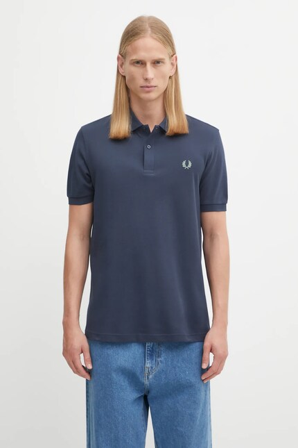 Fred Perry cotton polo shirt navy blue color smooth M6000 at PRM US