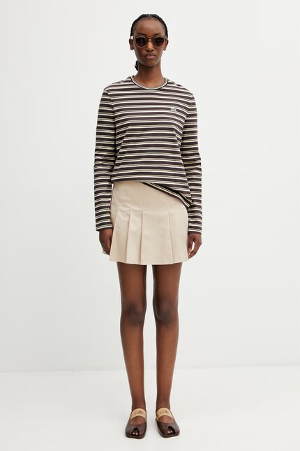 Lacoste skirt cotton with elastane beżowa plain JF8001 at PRM US