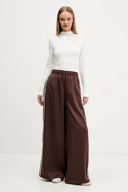 adidas Originals pantaloni de trening Satin Tp Wl culoarea maro