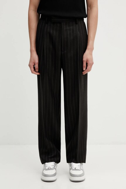 パンツ WACKO MARIA Black Wool Wide Slacks Wacko Maria wool trousers PRM EU