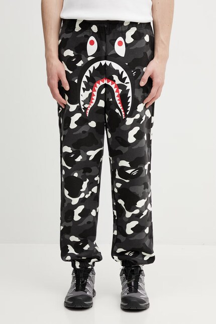 Хлопковые спортивные штаны A Bathing Ape City Camo Shark цвет