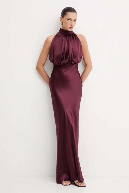Rotate silk dress maroon color 1146542734 at PRM US
