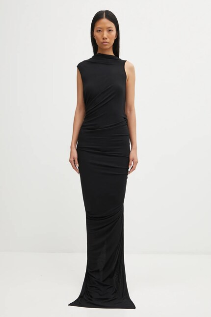 Rick Owens Lilies wool blend dress Eva Gown black color LI02E3504