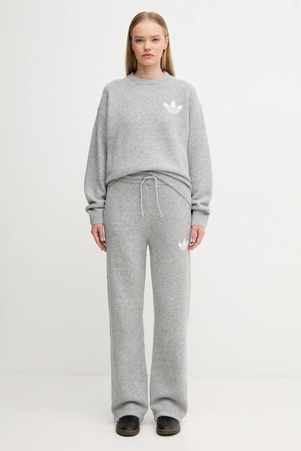 adidas Originals wool blend sweatpants Knitted Pants gray color