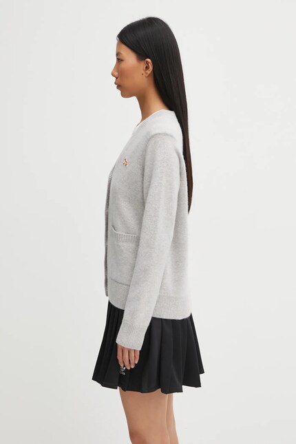 Maison Kitsuné woolen cardigan Baby Fox Lambswool Boxy gray color