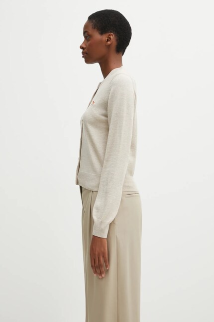Maison Kitsuné woolen cardigan Baby Fox Merino Regular beige color