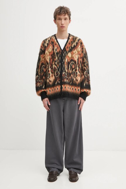 Needles cardigan with mohair Paisley beige color RW356 at PRM US