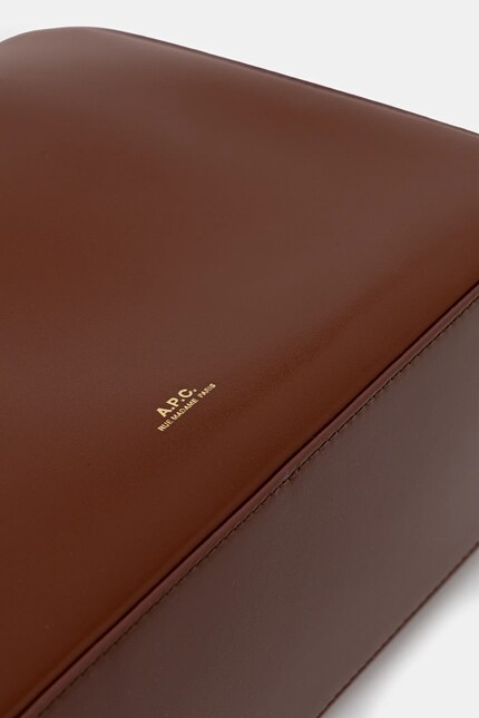 A.P.C. leather handbag sac virginie box brown color PXBRU.F67017