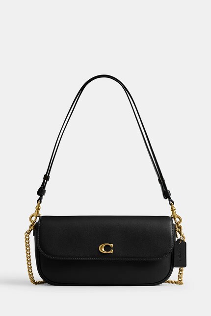 Кожаная сумочка Coach Brook Flap Chain Bag цвет чёрный CAN90