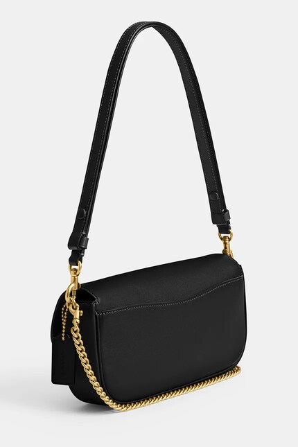 Кожаная сумочка Coach Brook Flap Chain Bag цвет чёрный CAN90