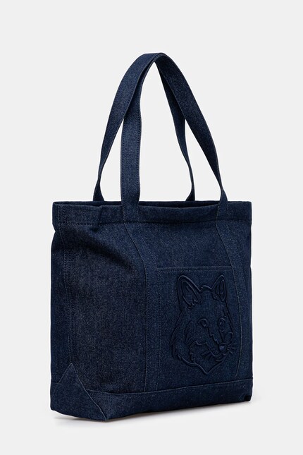 Maison Kitsuné denim bag Fox Head Large Tote 37 x 35 x 13 cm navy