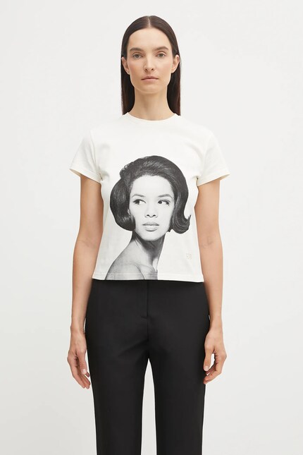 Wales Bonner cotton t-shirt Selah Cropped T Shirt beige color